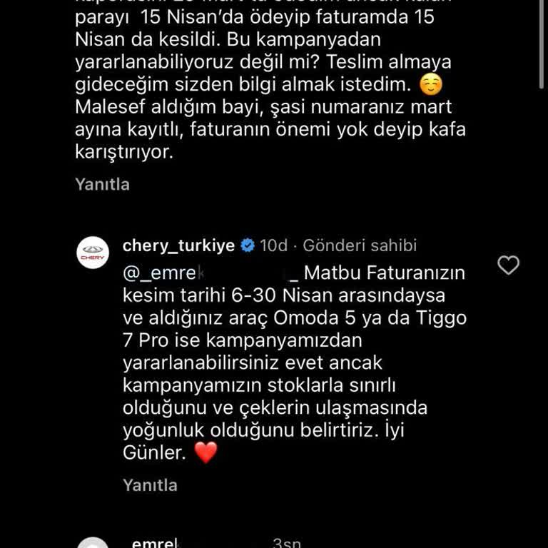 Chery Nisan Ayı Boyunca Yakıt Çeki Hediye Aldatmacası!