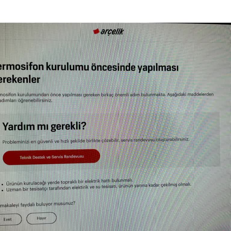 Beko Termosifon Montajı Sorunu