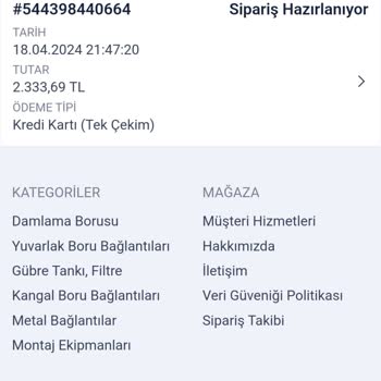 Kalitek Damla Sulama Sistemleri 18 Nisan Bekleyişi: Siparişim Nerede?