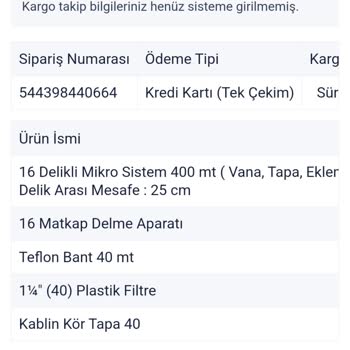 Kalitek Damla Sulama Sistemleri 18 Nisan Bekleyişi: Siparişim Nerede?
