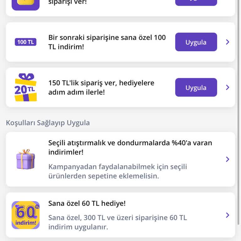 Getir - Katılmış Olunan Kampanyaları Vermemesi