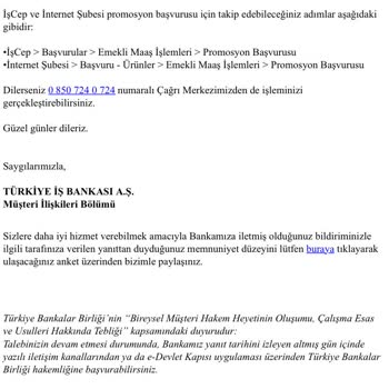 İş Bankasının Memnuniyetsizliği. 1 Aydır Promosyon Tutarı Yatırmadı