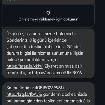 Aras Kargo Yanlış Bilgilendirme Mesajı Ve İade Süreci.
