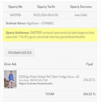 Sefamerve Ödenmeyen Geri İade