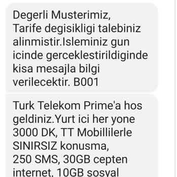 Türk Telekom Bilgim Dışında Tarife Onayı