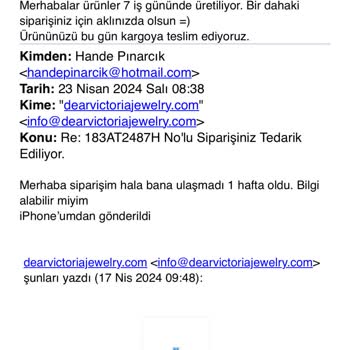 Dear Victoria Jewelry Dearvictoriajewelry.com Firmasının Kaba Tavrı