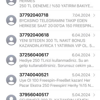Vodafone +37 Den Gelen Mesajlar