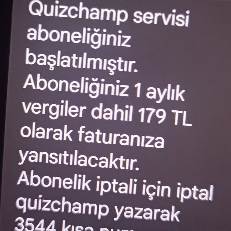 Türk Telekom Mobil Quizchamp Üyeliği İptali Hakkında.
