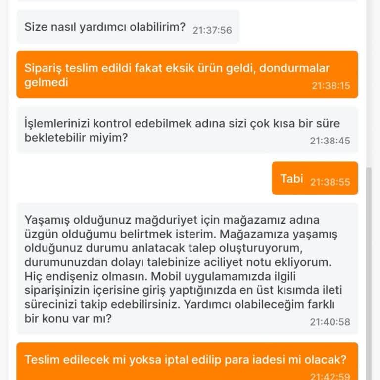 Migros Sanal Market Eksik Ürün Teslimi