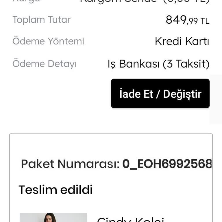 Mavi Online Dan Alınan Bir Ürünün Değişimi