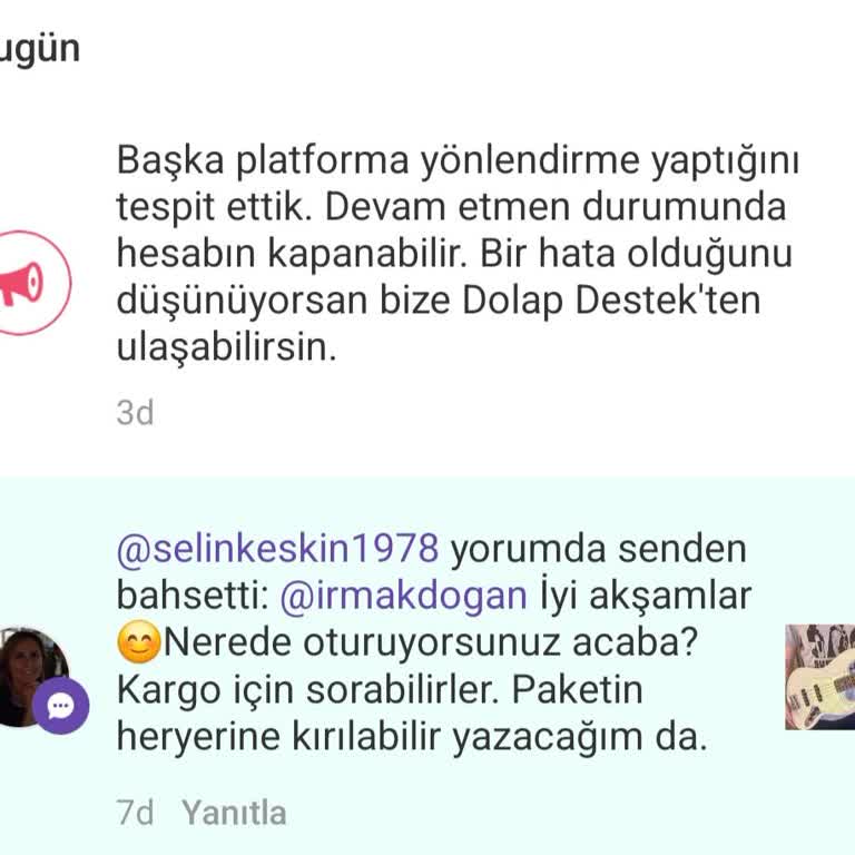 Dolaptan Başka Platforma Yönlendirme Uyarısı
