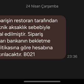 Getirden Pizza Hut Siparişinin 1 Saat Sonra İptal Edilmesi