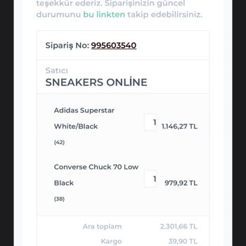 Sneakersonline.tr Ürün Teslimatı Gecikmesi
