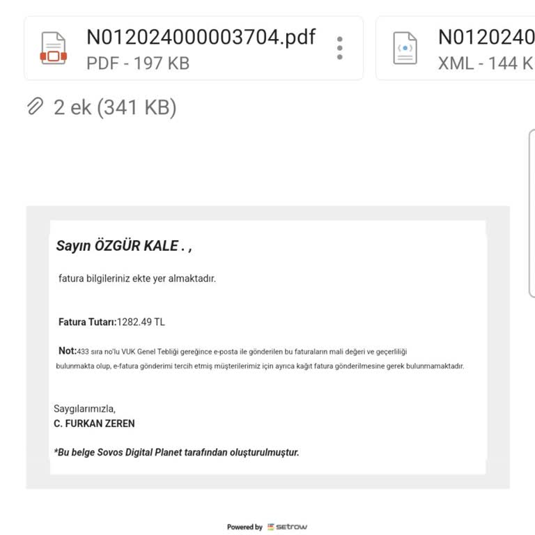 Sovos Türkiye Asılsız E-posta Fatura