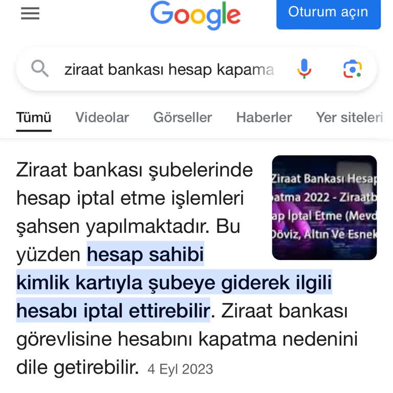 Ziraat Bankası Hesap Kapama İşlemi