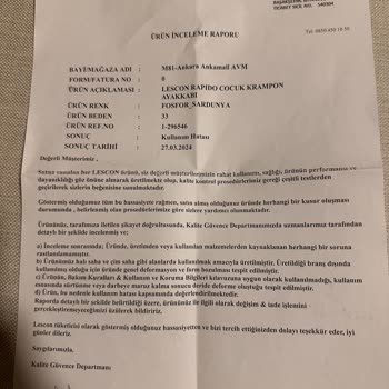 Lescon Markasından Aldığım Çocuk Kramponu Bir Kere Giyme Sonucunda Çöp