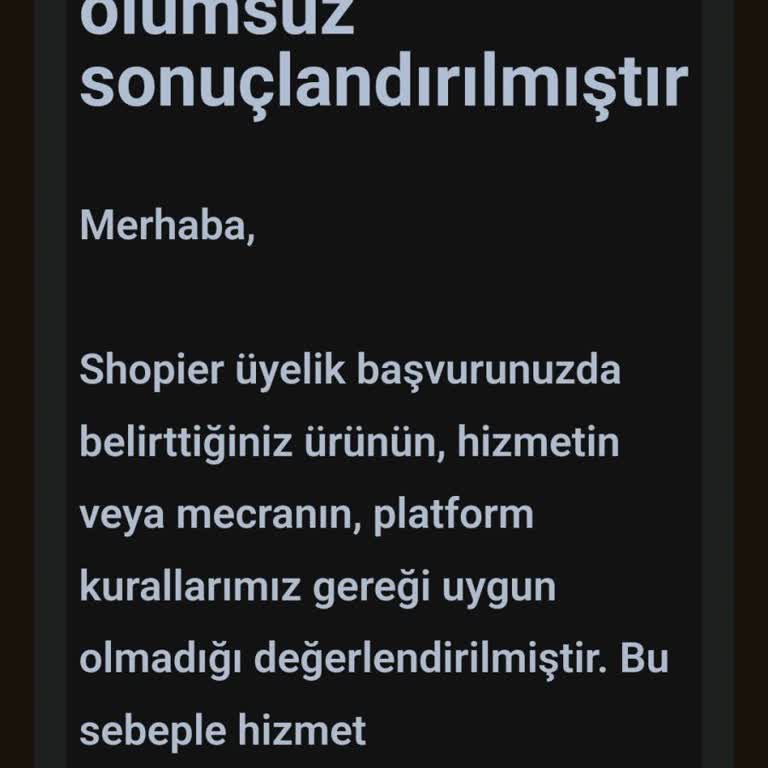 Shopier Başvurum Olumsuz Sonuçlandı