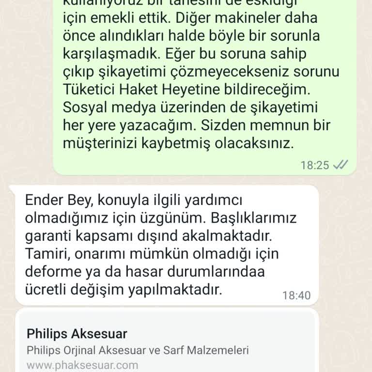 PHILIPS Ev Aletleri Philips Ürününe Sahip Çıkmıyor.