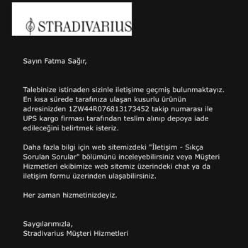 Stradivarius Ürünün İadesi Olmadı