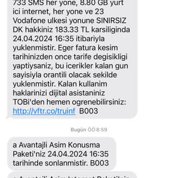 Vodafone İzinsiz Tarife Değişikliği Ve Fatura Artışı