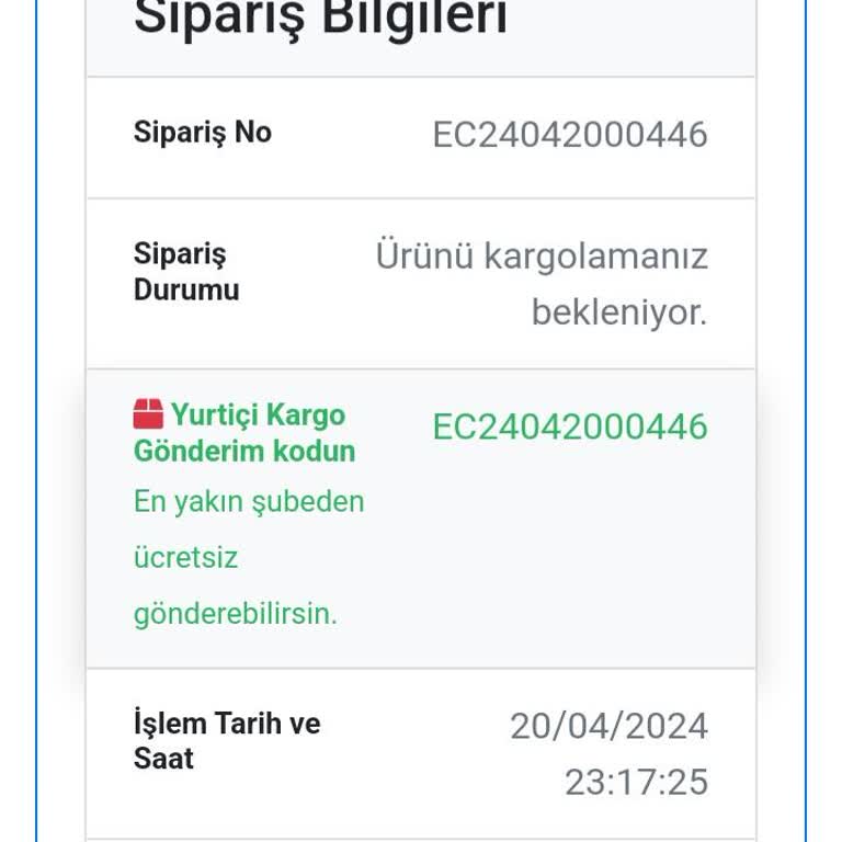 EasyCep Ürünün Kargoya Verilmesi Bekleniyor Sorunu Kargo Yaptım!