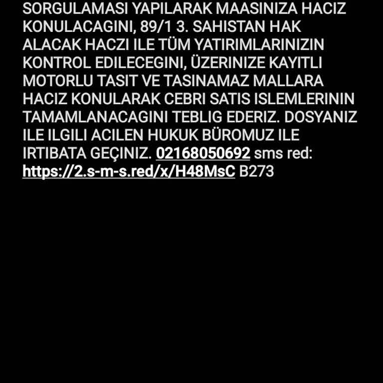 Av. Hasan Y (SMS) Borç Mesajı