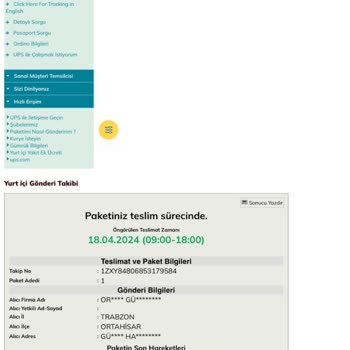UPS Telefona Yanıt Vermiyor Ve Adrese Teslim Etmiyor