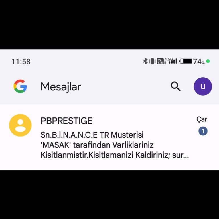 Pb Prestige Binance ( MASAK ) Mesajı
