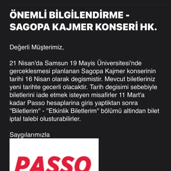 Passo Erkene Çekilen Konserin Bilet İadesini İstiyorum!