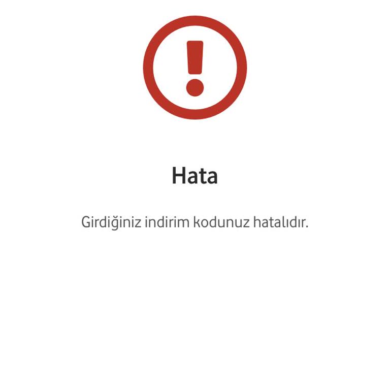 Vodafone Çarktan Kazandığım İndirim Koduna Hata Veriyor