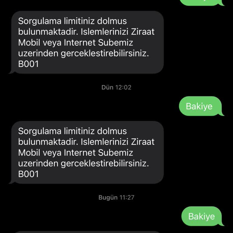 Ziraat Bankası Sorgulama Limitiniz Dolmuştur Bildirimi