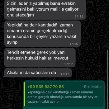 BRN Motor İade Yapmıyor Dikkat