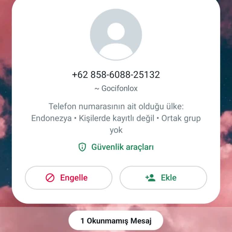 WhatsApp Yabancı Numaradan Gelen Mesaj