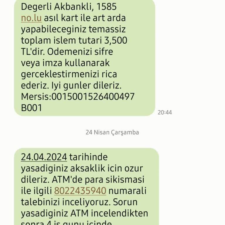 Akbank ATM'ye Sıkışan Paramı Vermiyorlar