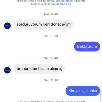Kopwear Ürünü Sattıktan Sonra İlgilenmiyor