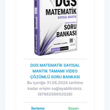 Pegem.net DGS Matematik Soru Bankası Video Çözümlü Ama Video Çözümü Yok