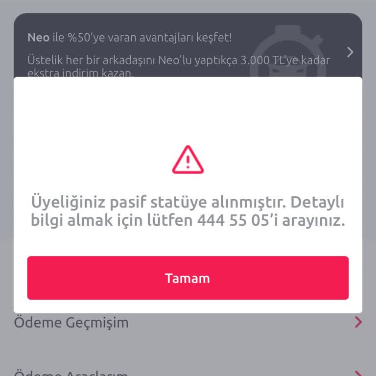 TikTak Kirala Üyeliğim Pasif Statüde