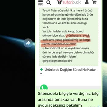 Sultan Butik Ürünüm Defolu Geldi, İade Süreci Hayal Kırıklığı!