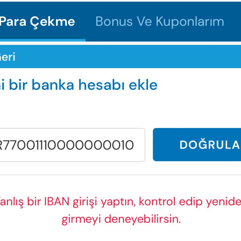 Milli Piyango Hatalı IBAN Hatası