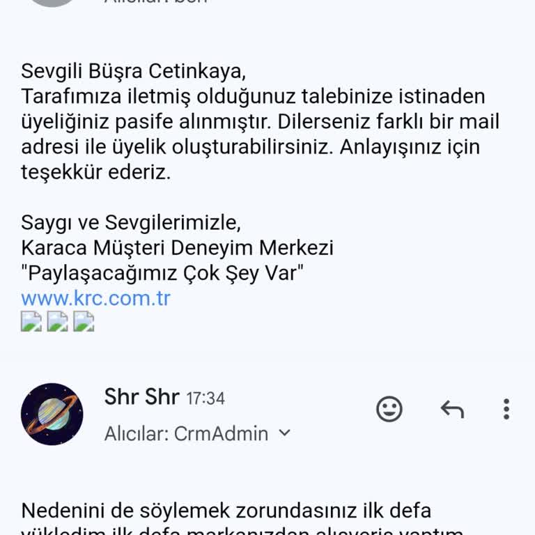 Karaca Züccaciye Karaca Üyeliğimi Kapattı