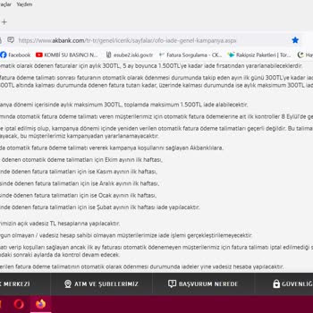 Akbank Otomatik Fatura Ödemelerinize 1500 TL İade Kampanyası 1200 TL Yattı