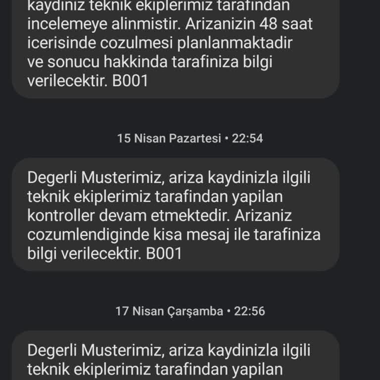Türk Telekom Çözümlenmeyen Arıza Kaydı
