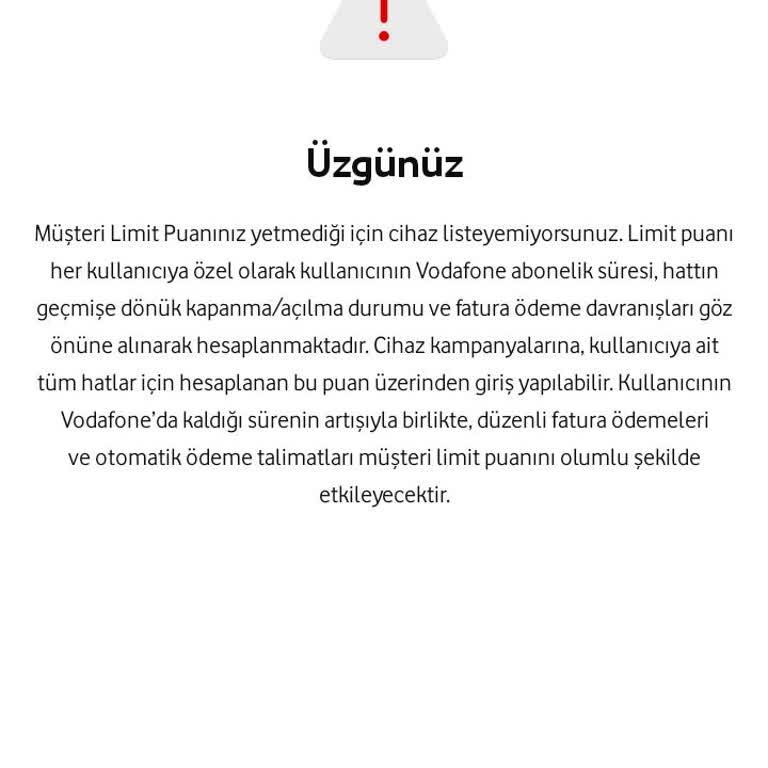 Vodafone Puan Sorunu! "Müşteri Limit