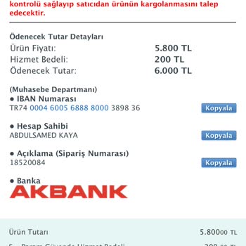 Akbank Para İadesi Talep Ediyorum