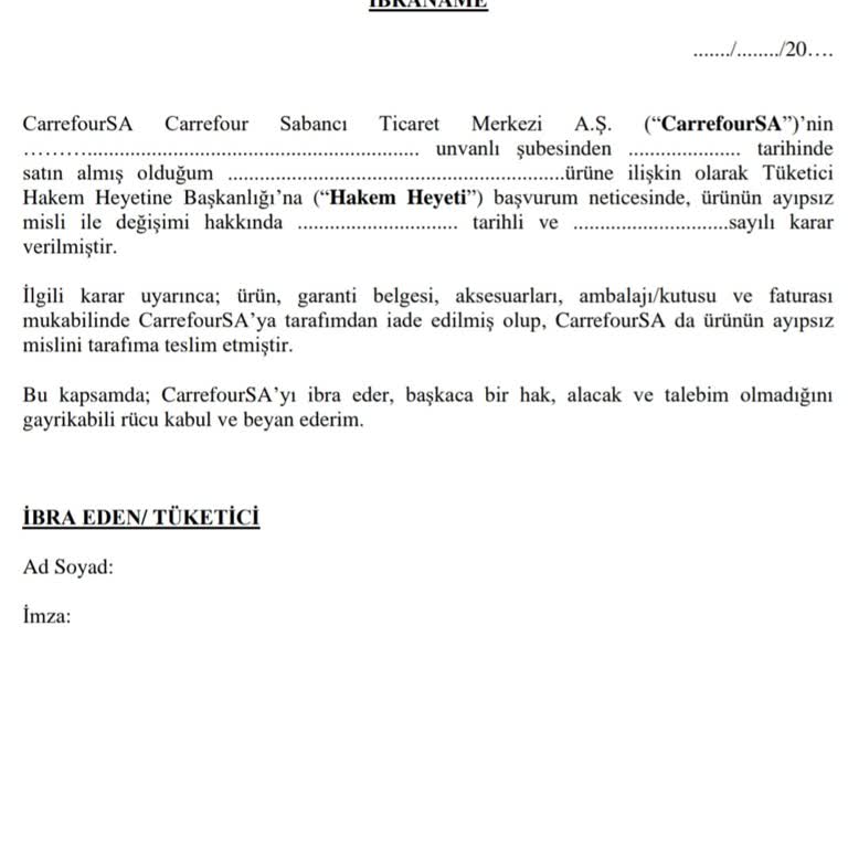 LG Carrefour SA Ayıplı Ürün Değişimini Yapmadan Yapmış Gibi İmza İstiyor