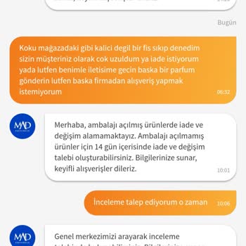 Mad Parfüm Memnuniyet Durumu Cevap