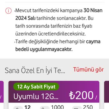 Fahiş Fiyatlı Vodafone Tarifesi