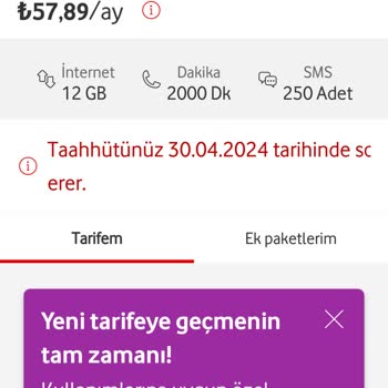 Fahiş Fiyatlı Vodafone Tarifesi