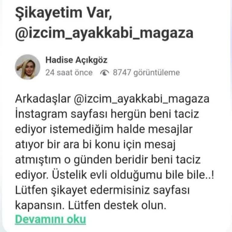 Guncelsikayetlerimiz.com Hadise Açıkgöz İftira