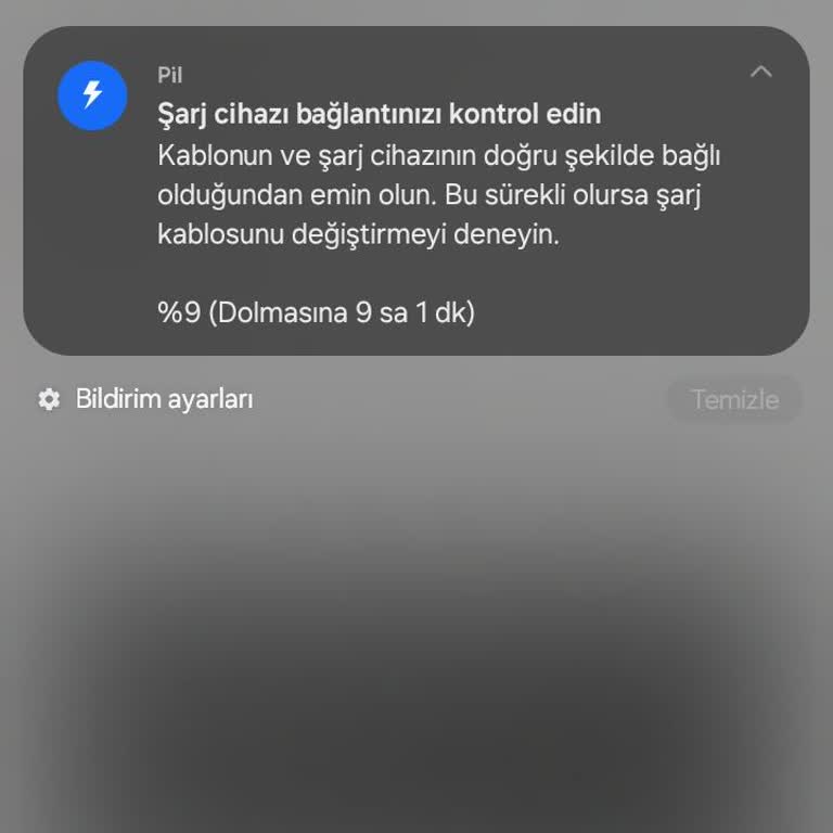 Samsung Telefon Şarj Uyarısı Veriyor